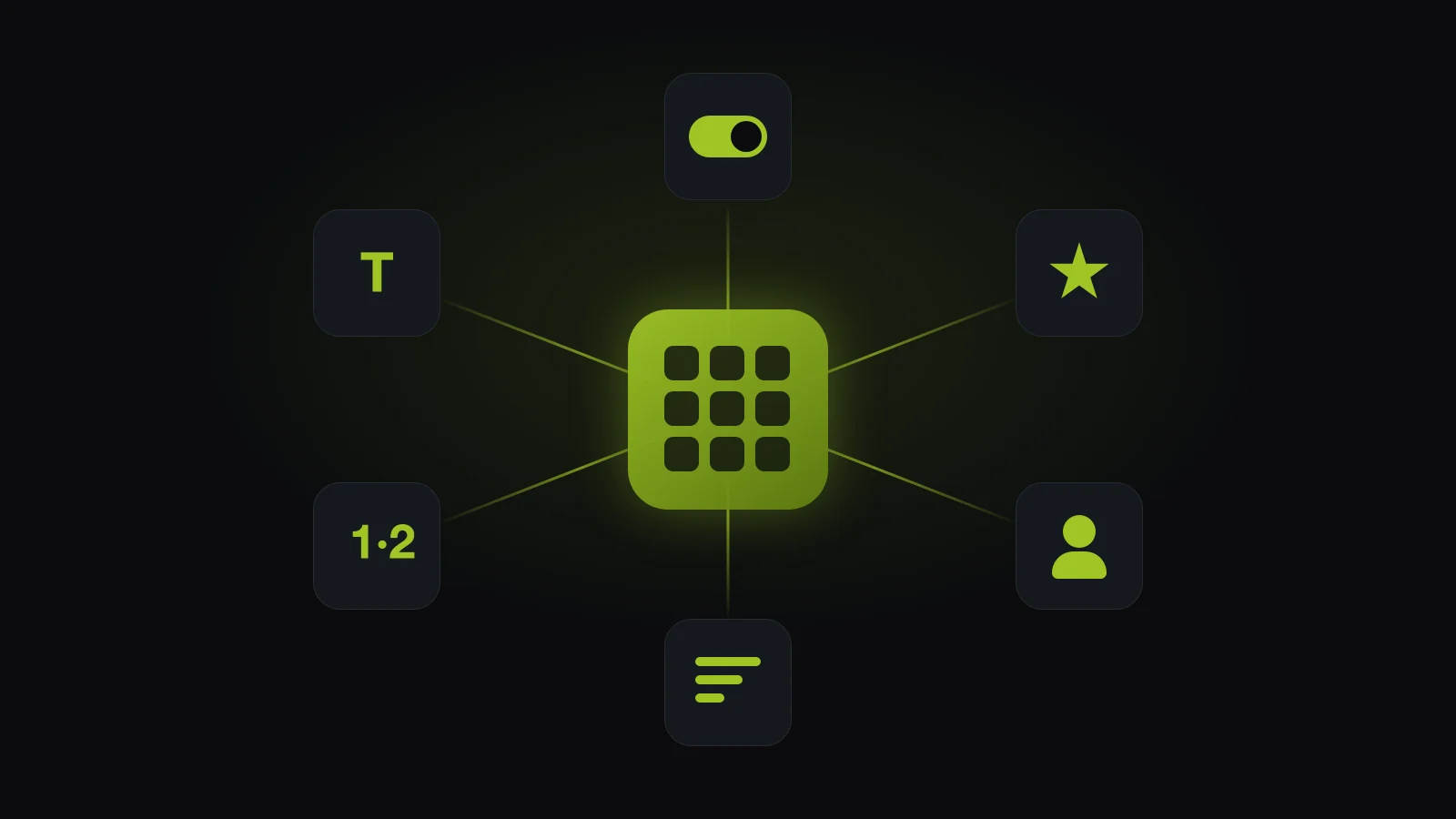 Abstract illustration: the casino manager at the centre of six lobby controls